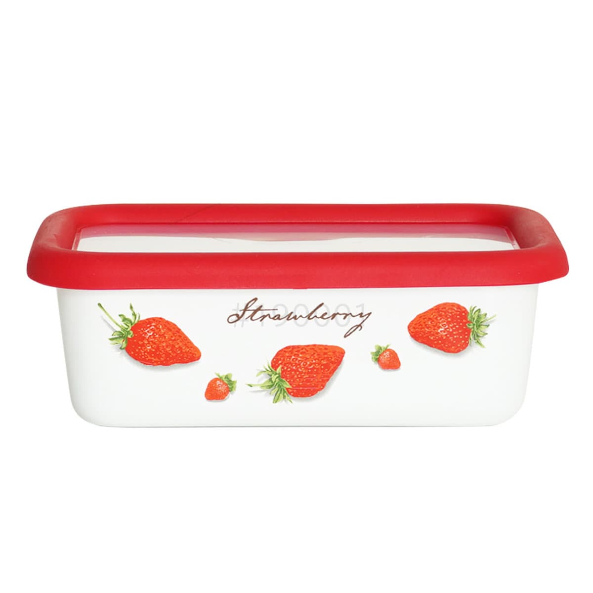 保存容器 450ml ストロベリーシリーズ 浅型角容器 S Honey Ware （ 富士ホーロー 密閉 琺瑯 ホーロー オーブン対応 ガス対応 琺瑯容器 浅型 角型 ほうろう ストッカー 食品保存 蓋付き おしゃれ かわいい ）