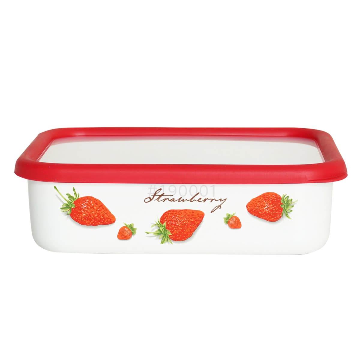 保存容器 760ml ストロベリーシリーズ 浅型角容器 M Honey Ware （ 富士ホーロー 密閉 琺瑯 ホーロー オーブン対応 ガス対応 琺瑯容器 浅型 角型 ほうろう ストッカー 食品保存 蓋付き おしゃれ かわいい ）