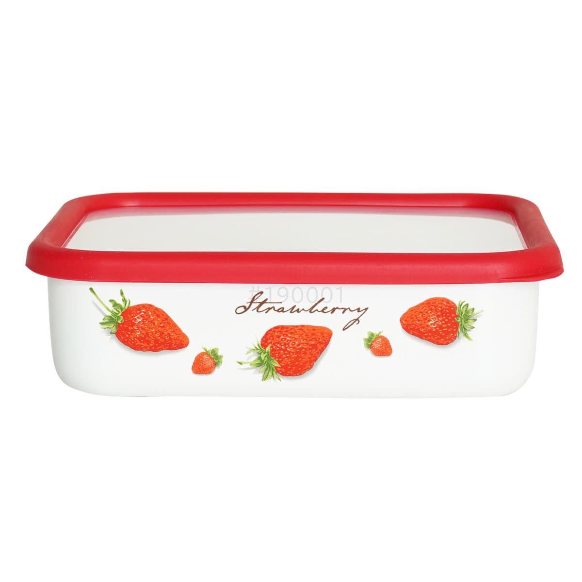 保存容器 1.35L ストロベリーシリーズ 浅型角容器 L Honey Ware （ 富士ホーロー 密閉 琺瑯 ホーロー オーブン対応 ガス対応 琺瑯容器 浅型 角型 ほうろう ストッカー 食品保存 蓋付き おしゃれ かわいい 1350ml ）