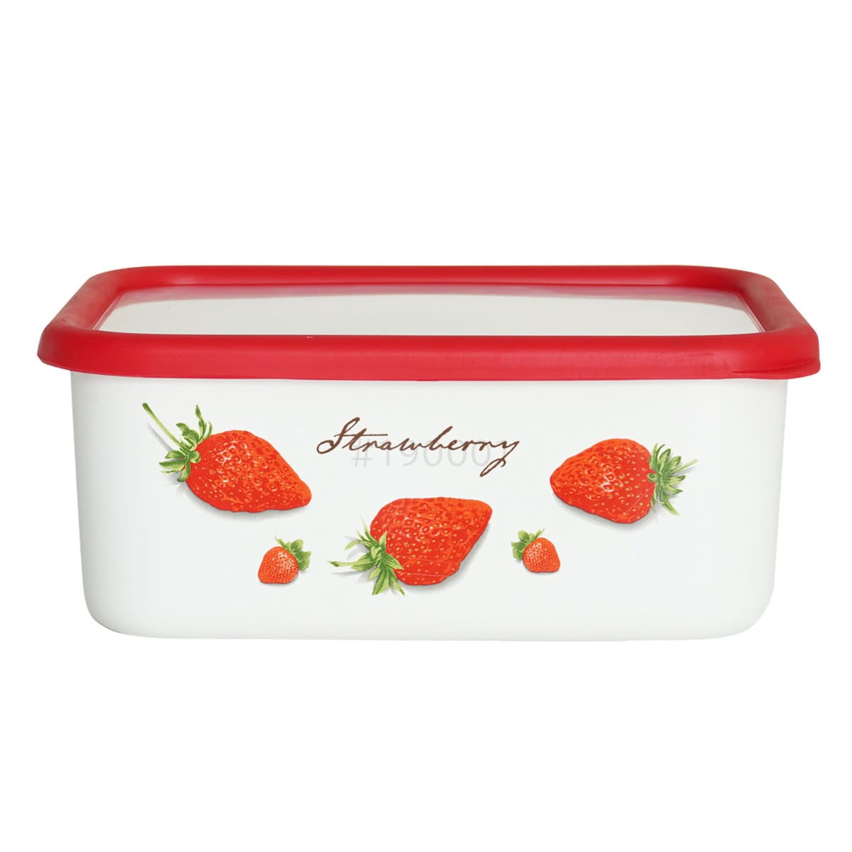 保存容器 1.95L ストロベリーシリーズ 深型角容器 L Honey Ware （ 富士ホーロー 密閉 琺瑯 ホーロー オーブン対応 ガス対応 琺瑯容器 深型 角型 ほうろう ストッカー 食品保存 蓋付き おしゃれ かわいい 1950ml ）