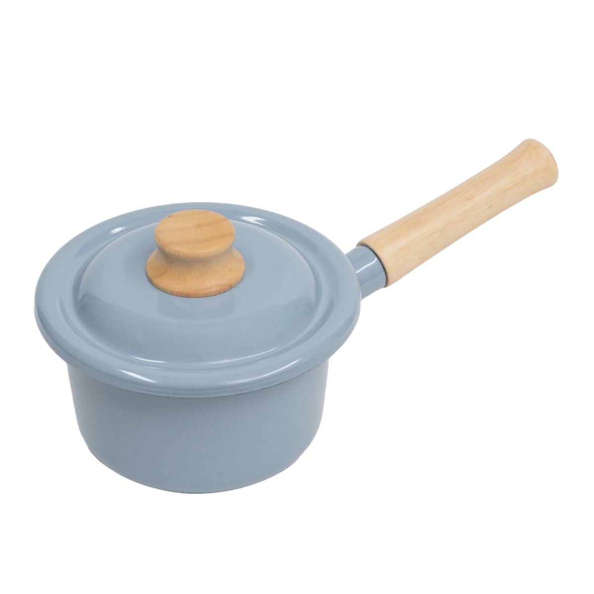 ミルクパン 14cm IH対応 Cotton Plus 富士ホーロー Honey Ware （ ハニーウェア ガス火対応 片手鍋 琺瑯鍋 14センチ ソースパン ほうろう鍋 蓋付き 両口 目盛り付き 小鍋 ミニ 片手なべ 調理器具 おしゃれ ） 【アッシュブルー】