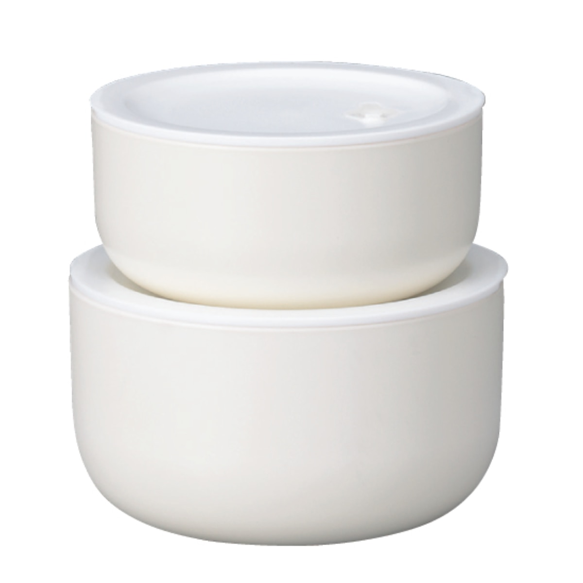 保存容器 さっと洗える保存容器 丸 2個セット （ プラスチック 密閉 日本製 食洗機対応 電子レンジ対応 255ml 420ml フードケース コンテナ 弁当箱 常備菜 つくり置き フルーツ おかず おしゃれ かわいい 丸型 ） 【ホワイト】
