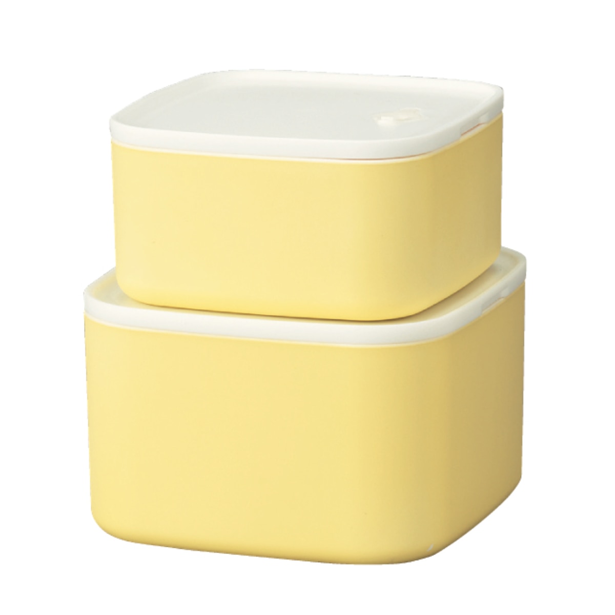 保存容器 さっと洗える保存容器 角 2個セット （ プラスチック 密閉 日本製 食洗機対応 電子レンジ対応 285ml 540ml フードケース コンテナ 弁当箱 常備菜 つくり置き フルーツ おかず おしゃれ かわいい 角型 ） 【イエロー】