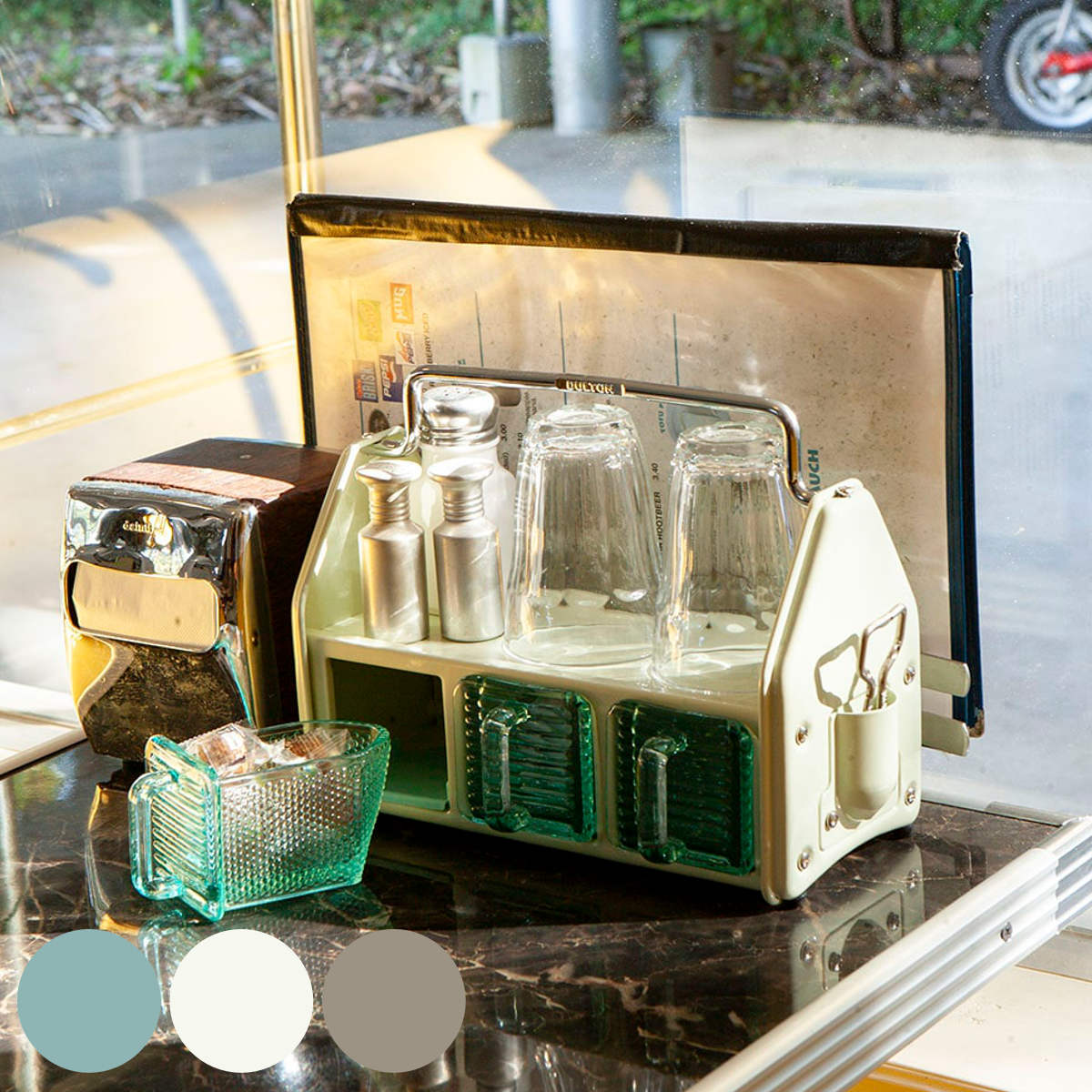 調味料ラック ダルトン TABLE ORGANIZER スチール 小物収納 （ DULTON スパイスラック 調味料ケース 収納 スタンド ガラス 収納ラック 調味料入れ ストッカー ガラスポット 持ち運び おしゃれ キッチン 洗面所 文具 ） 【グリーン】