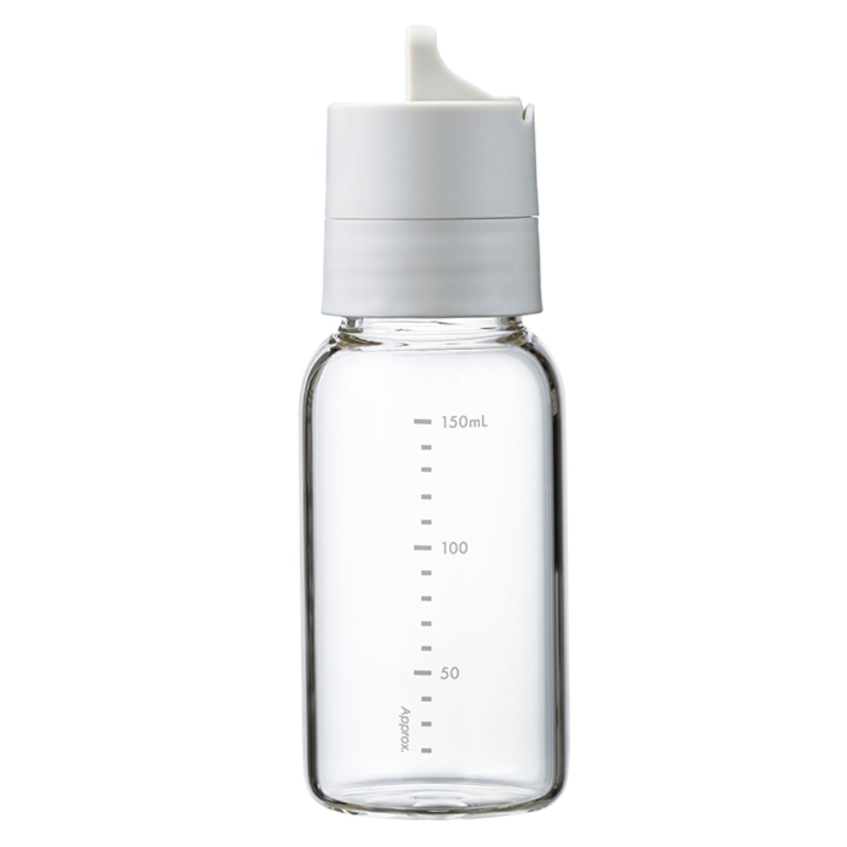 ハリオ ワンタッチドレッシングボトル 150ml 耐熱ガラス製 （ HARIO 調味料入れ ガラス製 キャニスター 密封 食洗機対応 調味料びん びん 保存びん 調味料 瓶 容器 調味料容器 メモリ付き お手入れ簡単 ） 【ペールグレー】