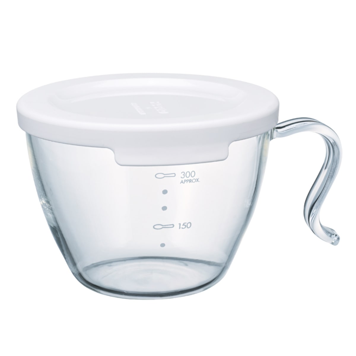 ハリオ 電子レンジ調理器 ガラスのレンジスープカップ （ HARIO スープカップ レンジ調理器 レンジ調理 ガラス製 食洗機対応 日本製 300ml メモリ付き メジャーカップ スープボウル 保存容器 電子レンジ料理 便利グッズ 朝食作り ）
