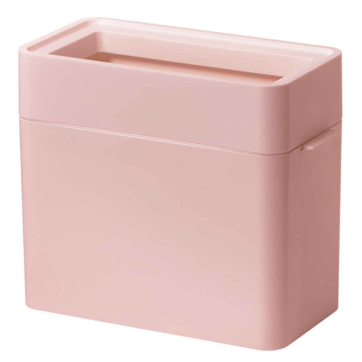 ゴミ箱 9.5L マルチパーパスビン （ ごみ箱 9.5リットル オープンタイプ コンパクト 洗面所 キッチン リビング ふた無し スリム シンプル 袋止め付き ゴミ袋が見えない 収納 ポケット付き 角型 日本製 ） 【ピンク】