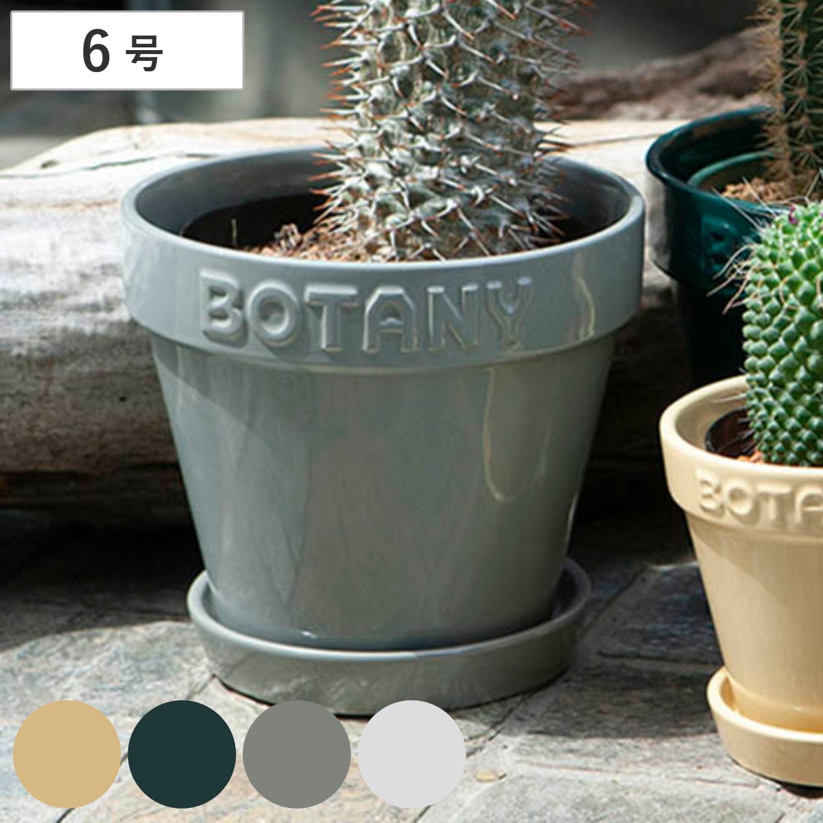 ダルトン 植木鉢 ボタニーポット 6号鉢 ガーデンポット （ DULTON プランター プラントポット 植物用ポット 鉢 花器 鉢カバー ポット セラミック 丸 植木鉢カバー 花 水抜き穴付き 受け皿 植物 観葉植物 園芸 直植え おしゃれ ） 【ベージュ】