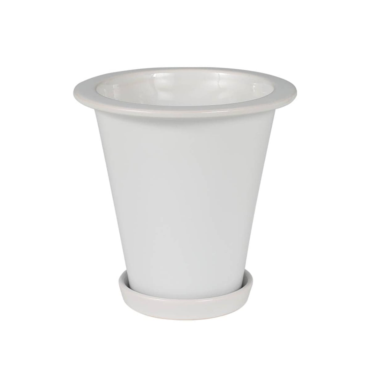 ダルトン 植木鉢 ボタニーロングポット L 直径18.7cm ガーデンポット （ DULTON プランター プラントポット 植物用ポット 鉢 花器 鉢カバー ポット セラミック 丸 植木鉢カバー 花 水抜き穴付き 受け皿 観葉植物 園芸 直植え ） 【ホワイト】