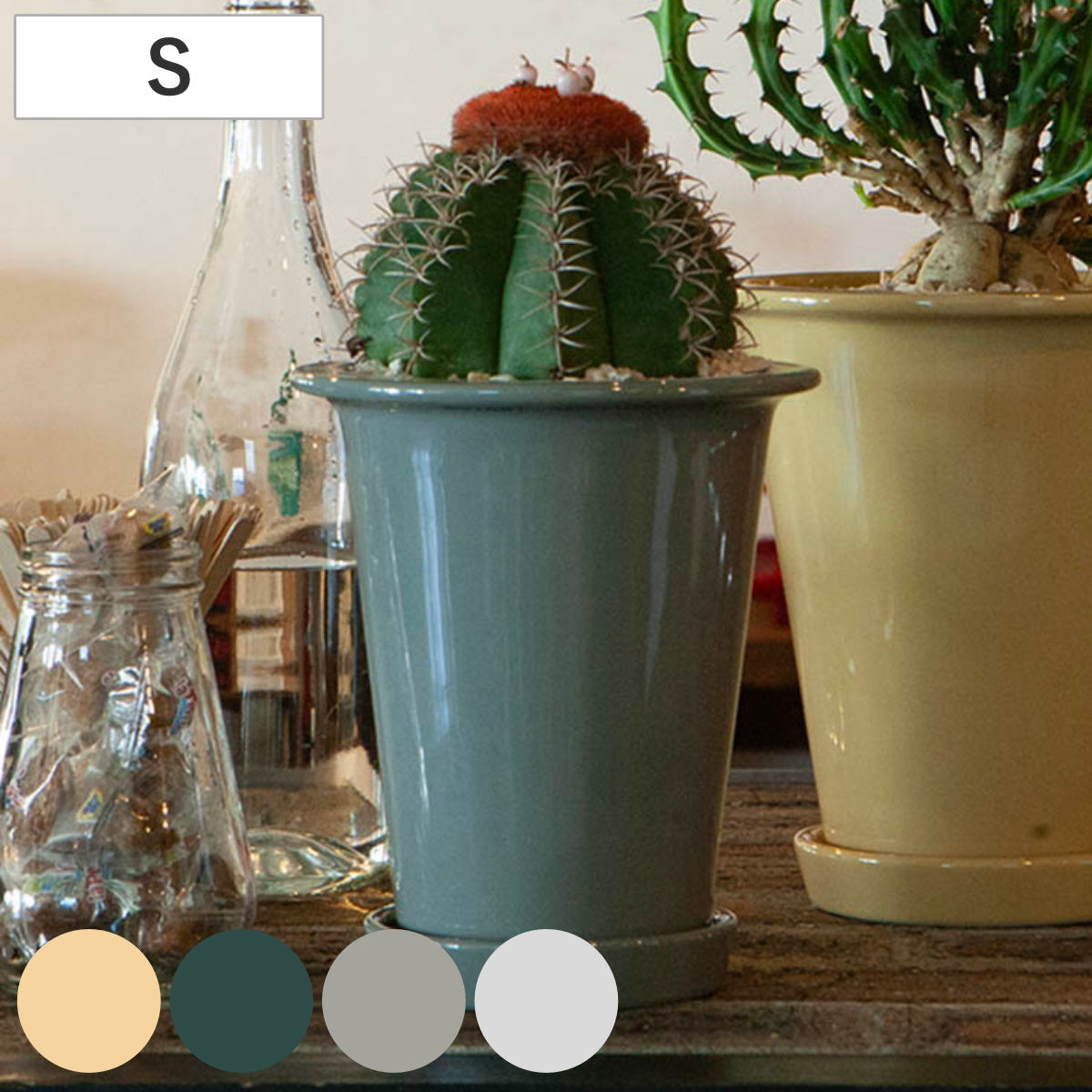 ダルトン 植木鉢 ボタニーロングポット Ｓ 直径14.6cm ガーデンポット （ DULTON プランター プラントポット 植物用ポット 鉢 花器 鉢カバー ポット セラミック 丸 植木鉢カバー 花 水抜き穴付き 受け皿 観葉植物 園芸 直植え ） 【ベージュ】