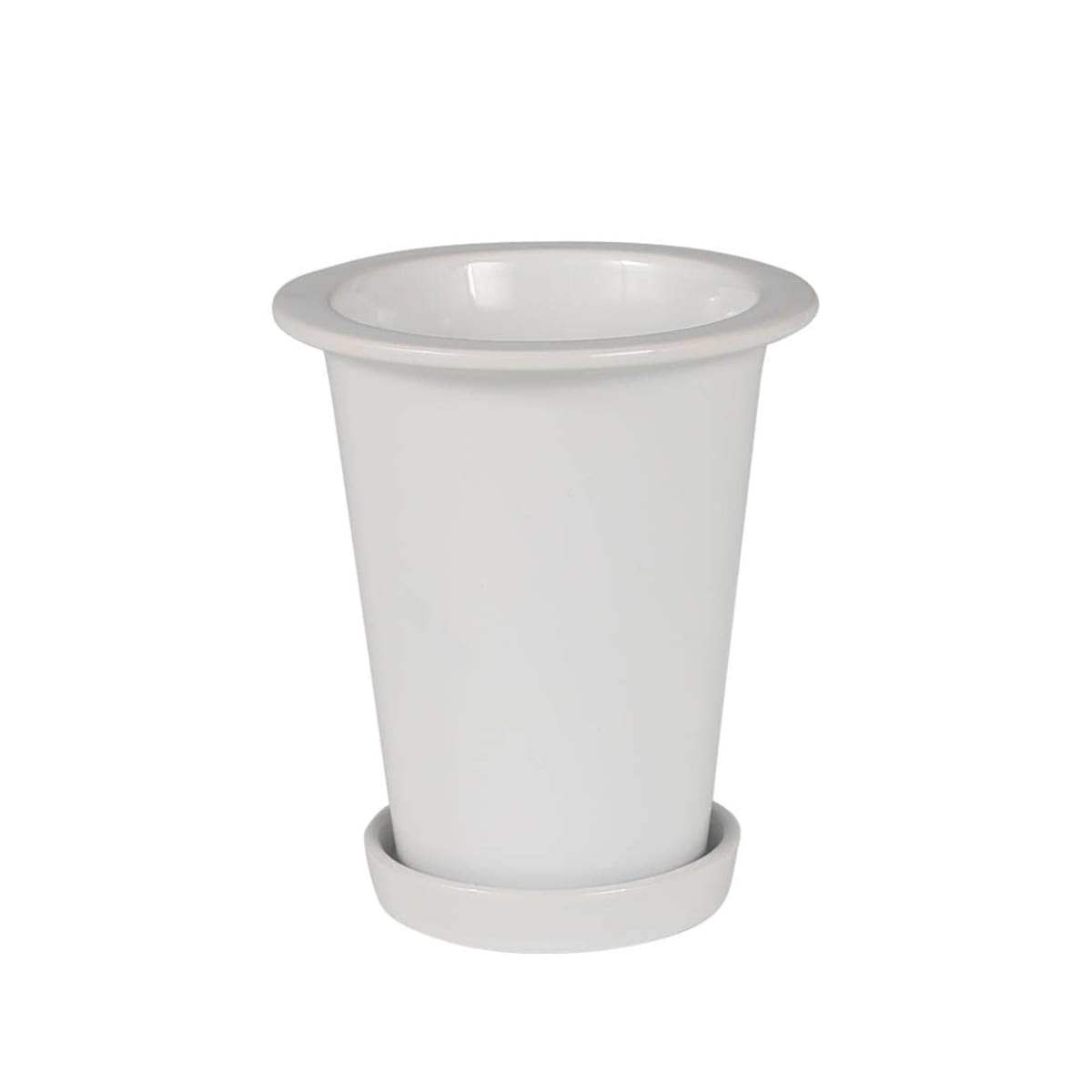 ダルトン 植木鉢 ボタニーロングポット Ｓ 直径14.6cm ガーデンポット （ DULTON プランター プラントポット 植物用ポット 鉢 花器 鉢カバー ポット セラミック 丸 植木鉢カバー 花 水抜き穴付き 受け皿 観葉植物 園芸 直植え ） 【ホワイト】