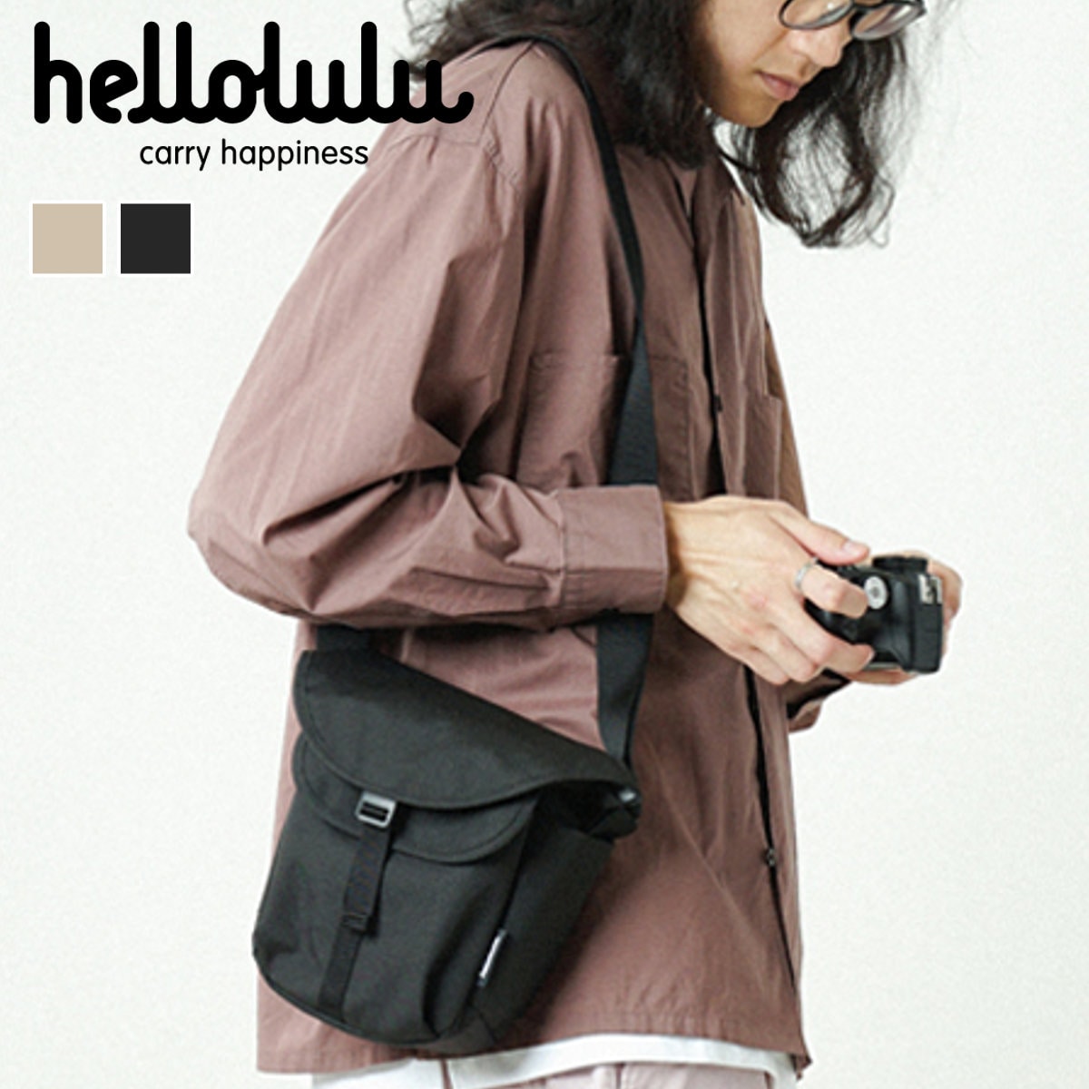 【人気色】 カメラバッグ hellolulu ビタ Vita 2L （ ハロルル ショルダー デジカメ カメラケース ショルダーバッグ 軽い 撥水加工 はっ水 バックル開閉式 カメラ レンズ 仕切り付き ポケット付き カメラ小物 アクセサリー類 ） 【FogKhaki】