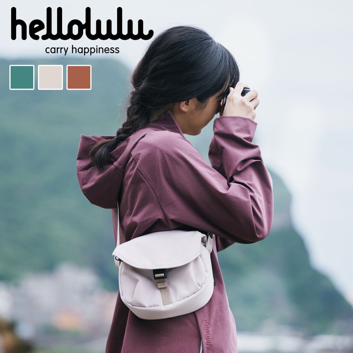 カメラバッグ hellolulu ベヌス Venus （ ハロルル ショルダー デジカメ カメラケース ショルダーバッグ 軽い 撥水加工 はっ水 バックル開閉式 コンデジ クッション仕様 ポケット付き カメラ小物 アクセサリー類 おしゃれ ） 【PinkBean】