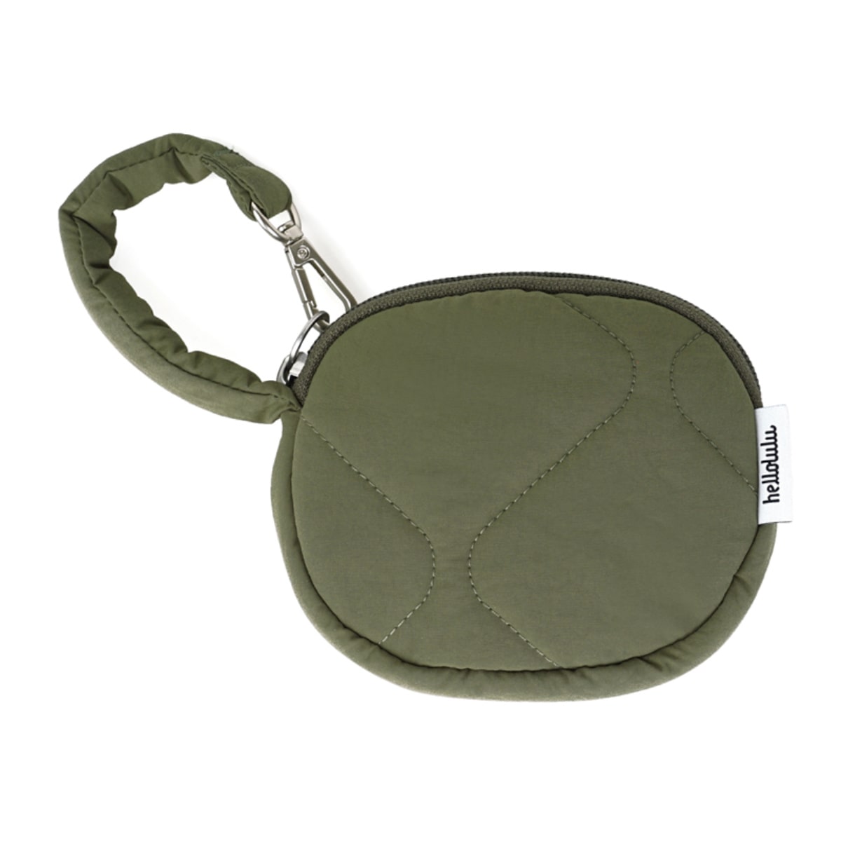 オーバルポーチ Hellolulu Coe （ ハロルル ポーチ ミニポーチ 小物入れ キルト生地 仕切り マスク イヤホン コスメ リップ フック付き 撥水加工 はっ水 おしゃれ ） 【VineyardGreen】