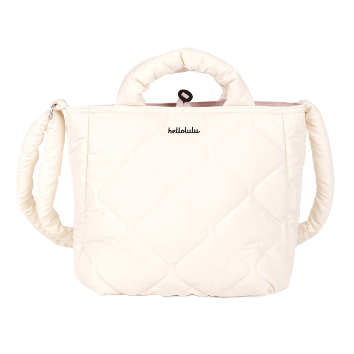 ショルダーバッグ Hellolulu Kelis 5L （ ハロルル トートバッグ 手提げ バッグ ショルダー 鞄 かばん 手さげ 2way リバーシブル キルト生地 ポケット キークリップ付き サイドポケット 撥水加工 はっ水 普段使い ） 【IvoryWhitexIcingPink】