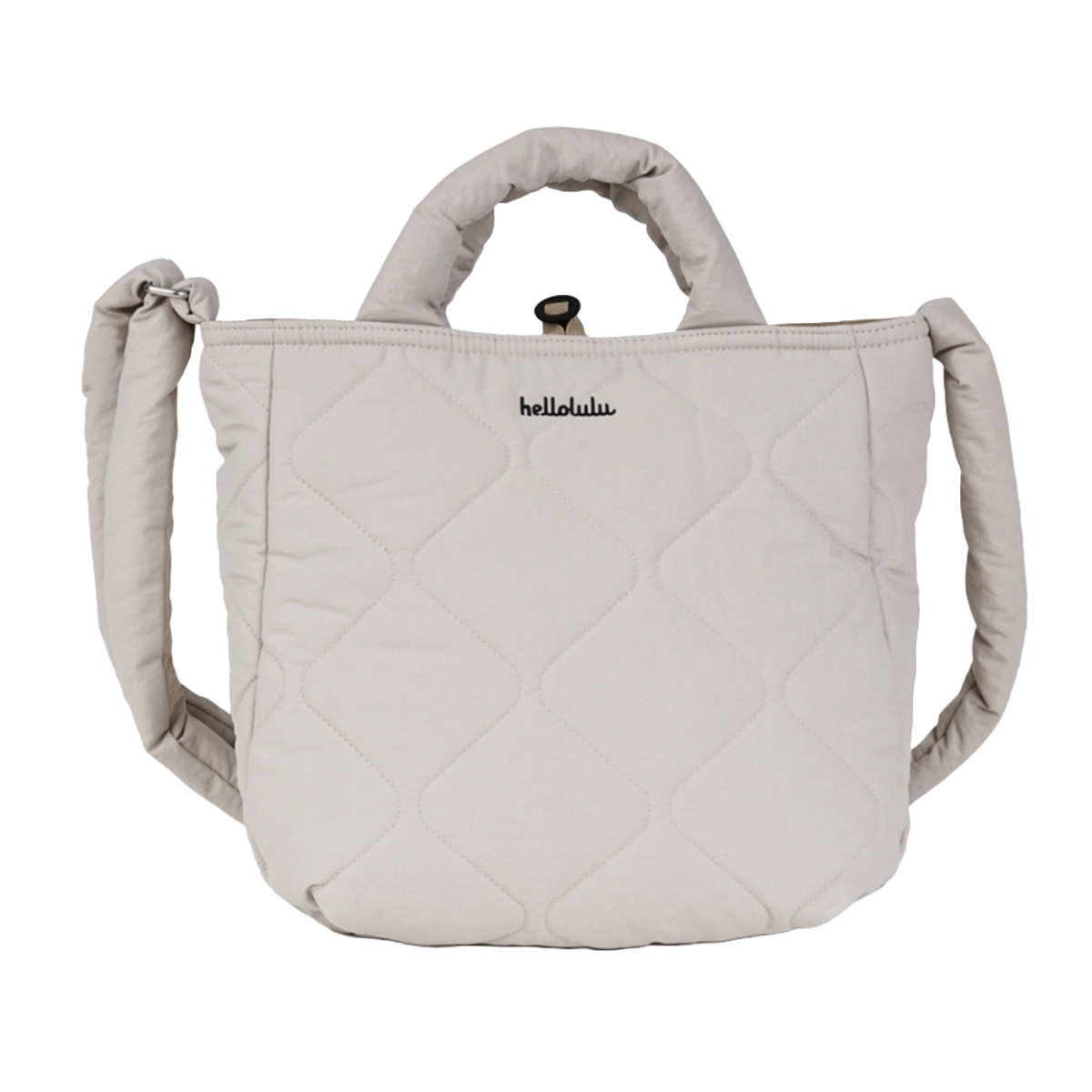 ショルダーバッグ Hellolulu Kelis 5L （ ハロルル トートバッグ 手提げ バッグ ショルダー 鞄 かばん 手さげ 2way リバーシブル キルト生地 ポケット キークリップ付き サイドポケット 撥水加工 はっ水 普段使い ） 【SilverBirchxPaleKhaki】