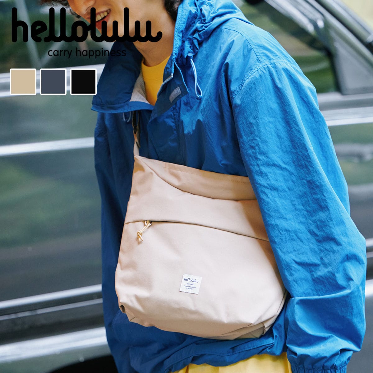 【人気色】 ボディバッグ hellolulu ルーカス LUCAS 3L （ ハロルル ショルダーバッグ バッグ ショルダー 鞄 かばん 軽い 斜め掛け ボトル収納 ループ付き 撥水加工 フェス アウトドア ポケット キークリップ おしゃれ ） 【DarkSapphire】