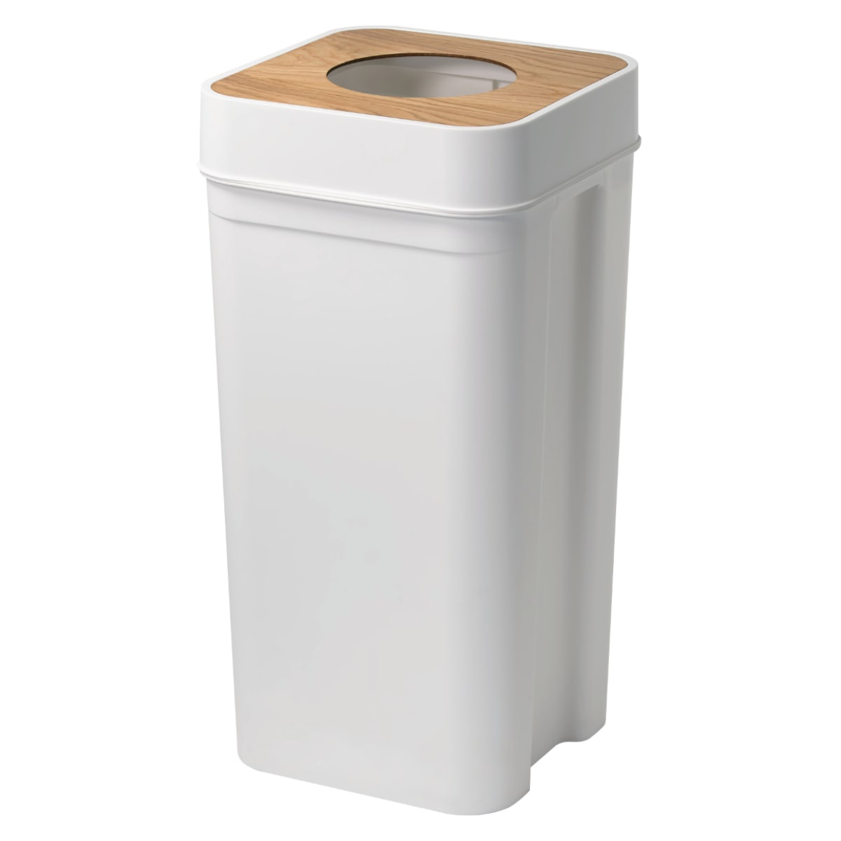 ゴミ箱 45L マルチパーパスビン 木蓋 リバーシブル （ ごみ箱 45リットル サークルオープンタイプ シンプル ホワイト 木目 ふた付き 大容量 袋が見えない 天然木 角型 分別 インテリア ライクイット おしゃれ ） 【ホワイト】