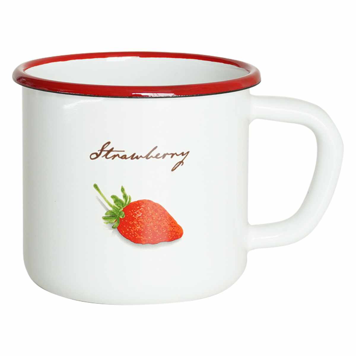 マグカップ 400ml ストロベリーシリーズ 富士ホーロー ホーロー （ 食洗機対応 マグ カップ コップ 琺瑯 いちご イチゴ ストロベリー コーヒー 紅茶 ニオイ付きにくい 丈夫 腐食しにくい かわいい ）