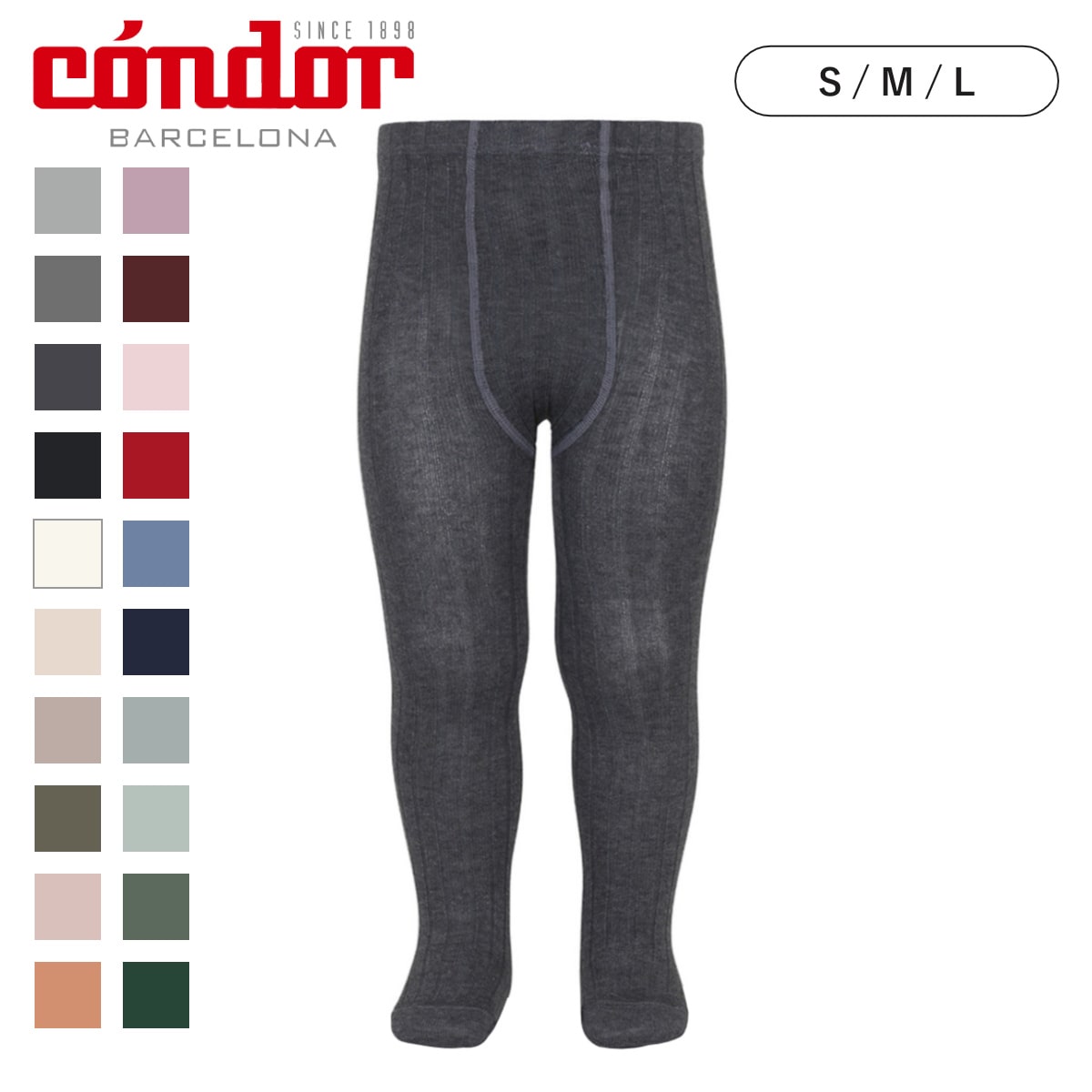 タイツ condor レディース S～L ベーシック リブタイツ カラー1 （ コンドル カラータイツ ベーシックタイツ リブ 女性 大人用 シンプル 手触り 肌触り 滑らか 伸縮性 丈夫 おしゃれ ） 【アルミノ 12】