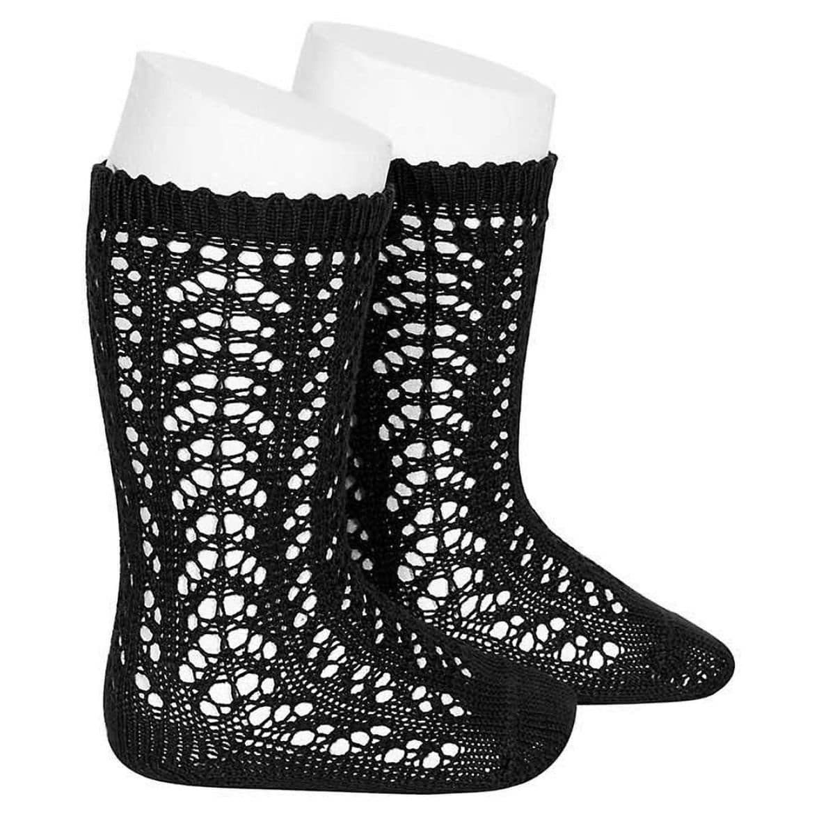 靴下 condor 子供 6ヶ月～3歳 パール オープンワーク ニーソックス カラー2 （ コンドル 子ども用靴下 ベビー キッズ ソックス くつ下 くつした Perle openwork knee socks ニーハイソックス ハイソックス 丈夫 綿 コットン ） 【ネグロ 1】