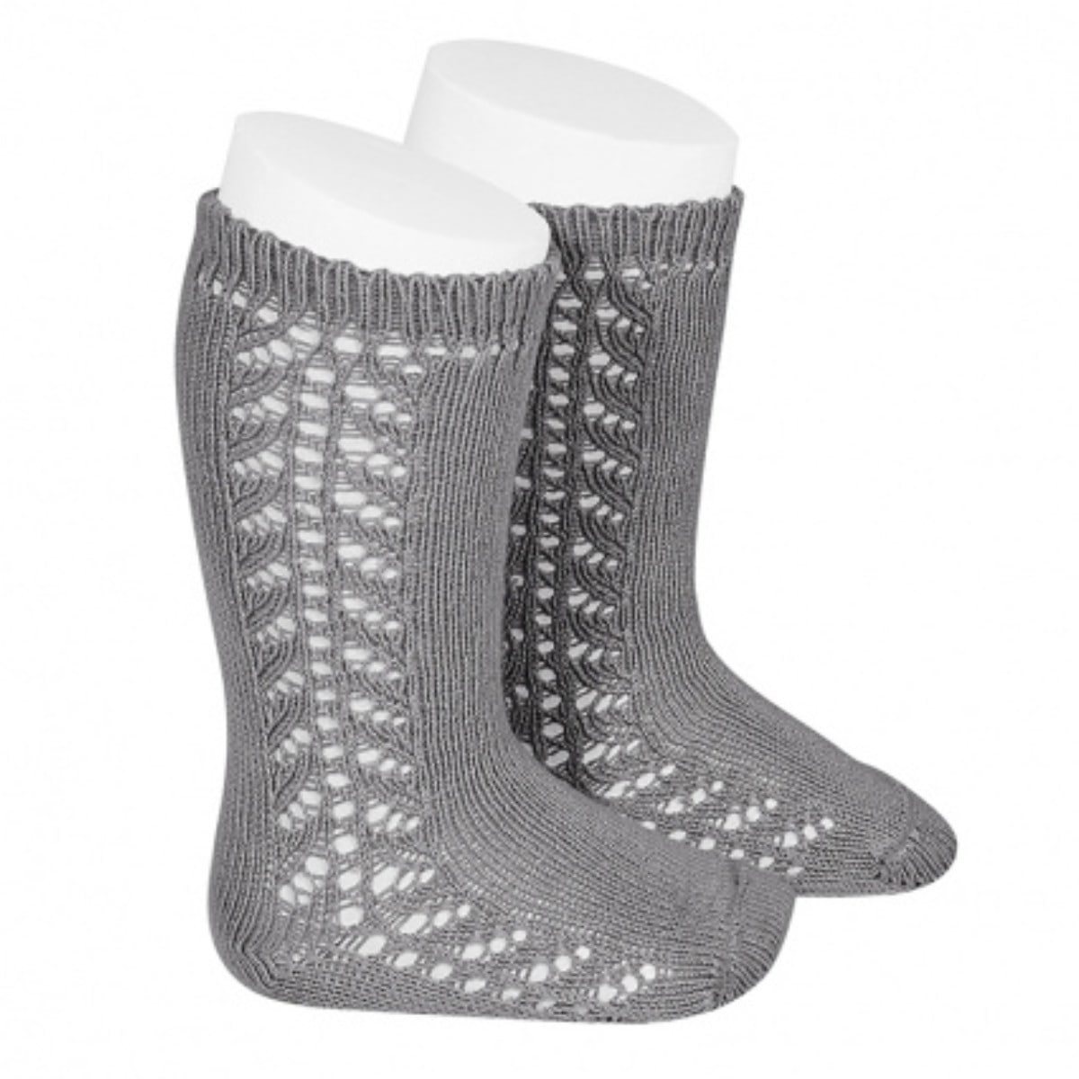 靴下 condor 子供 8.5cm～13cm サイド オープンワーク ウォームコットン ニーソックス （ コンドル 子ども用靴下 ベビー キッズ ソックス くつ下 Warm cotton knee socks with side openwork ） 【グリスクラーロ 2】