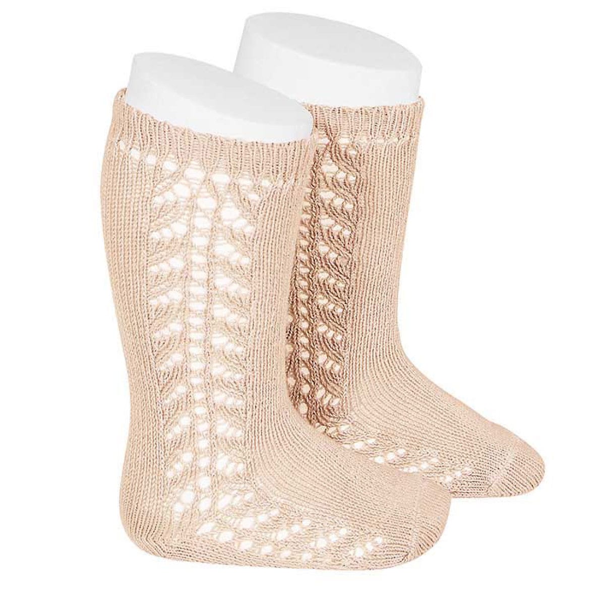 靴下 condor 子供 8.5cm～13cm サイド オープンワーク ウォームコットン ニーソックス （ コンドル 子ども用靴下 ベビー キッズ ソックス くつ下 Warm cotton knee socks with side openwork ） 【ヌード 2】