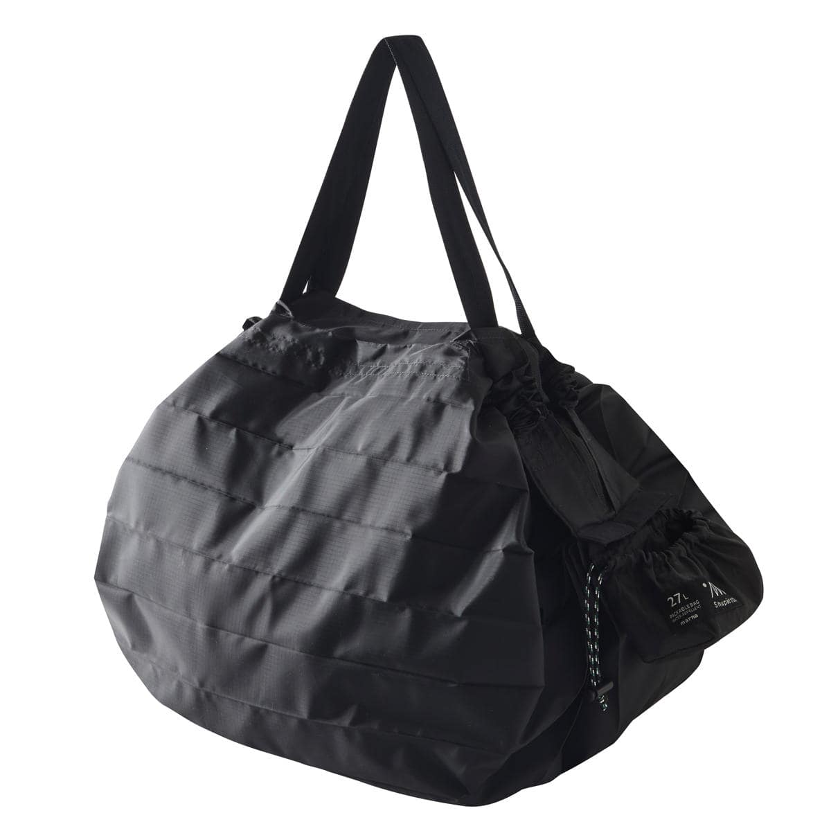 マーナ エコバッグ Shupatto パッカブルバッグ 27L （ marna 折りたたみ バッグ シュパット ファスナー 付き 撥水 マイバッグ コンパクト コンパクトバッグ トート 畳みやすい 買い物 大容量 巾着 底マチ おしゃれ かわいい ） 【ブラック】