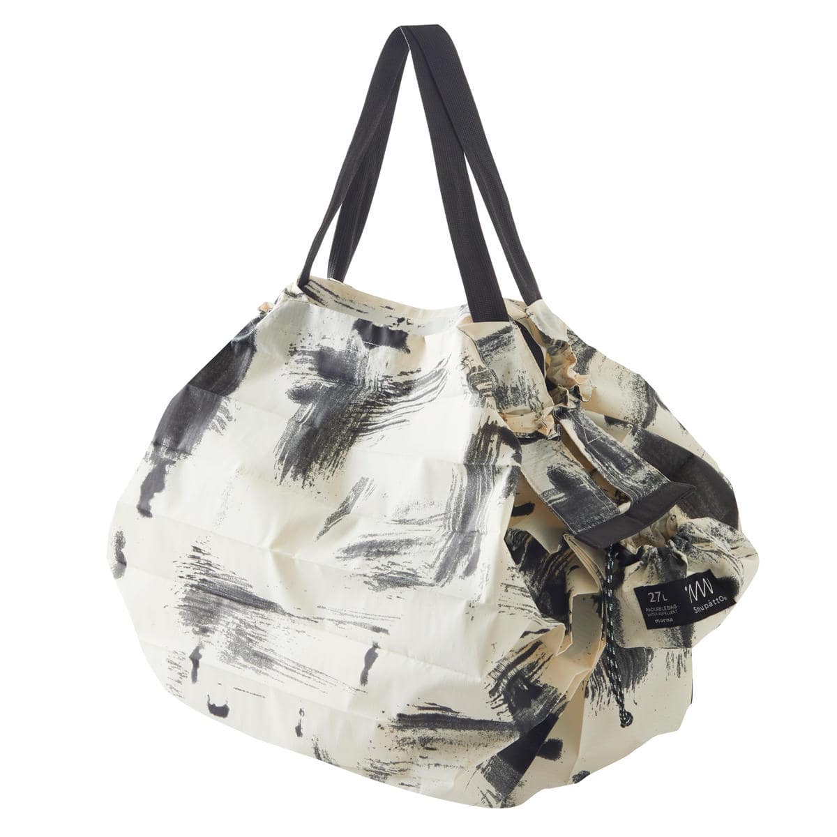 マーナ エコバッグ Shupatto パッカブルバッグ 27L （ marna 折りたたみ バッグ シュパット ファスナー 付き 撥水 マイバッグ コンパクト コンパクトバッグ トート 畳みやすい 買い物 大容量 巾着 底マチ おしゃれ かわいい ） 【ホワイトバーチ】