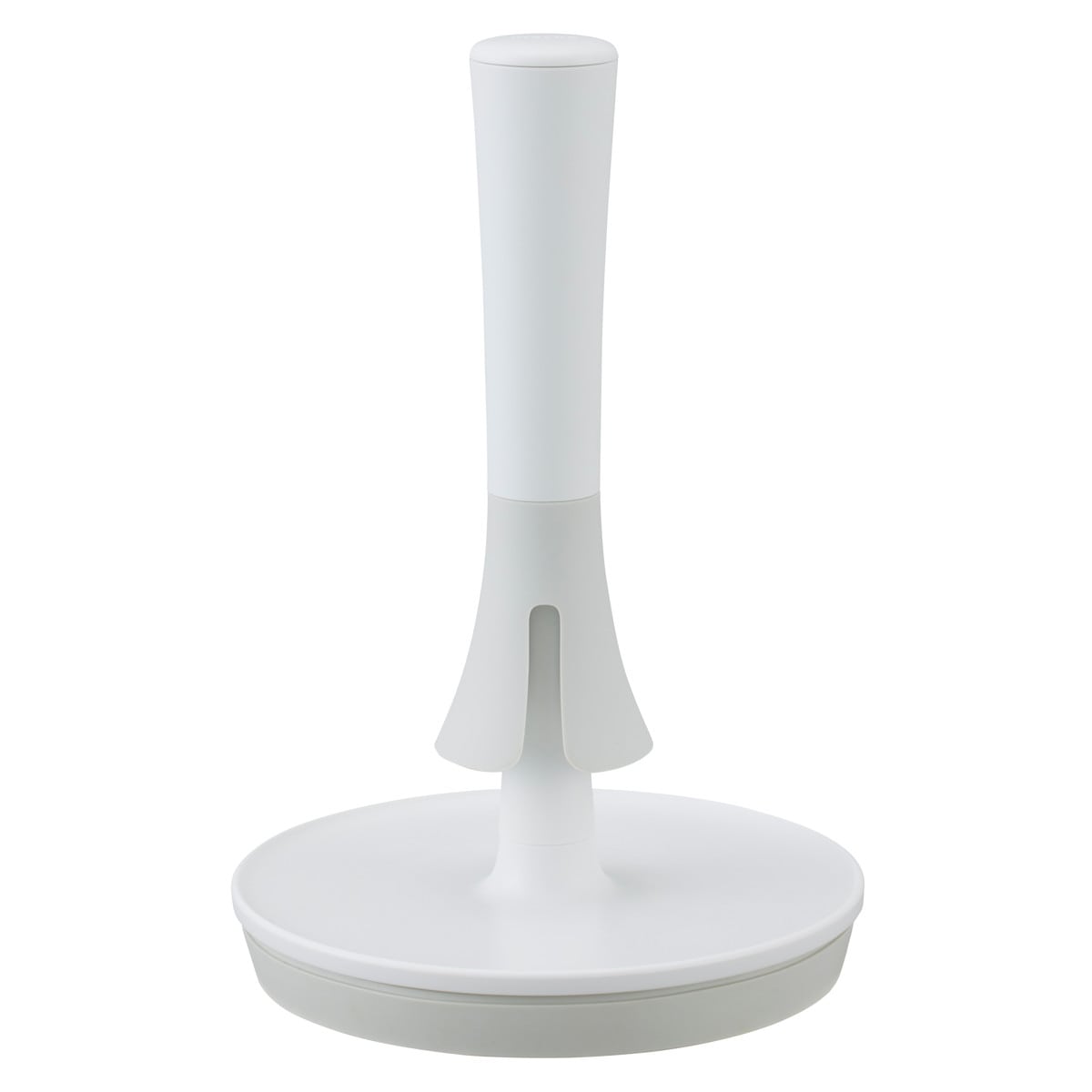 マーナ キッチンペーパーホルダー L （ marna 片手で切れる 吸盤 コストコ 置き型 縦型 スタンド ロールホルダー コンパクト スリム おしゃれ キッチンペーパースタンド ペーパータオル 広がらない カット 立てる 収納 ） 【ホワイト】