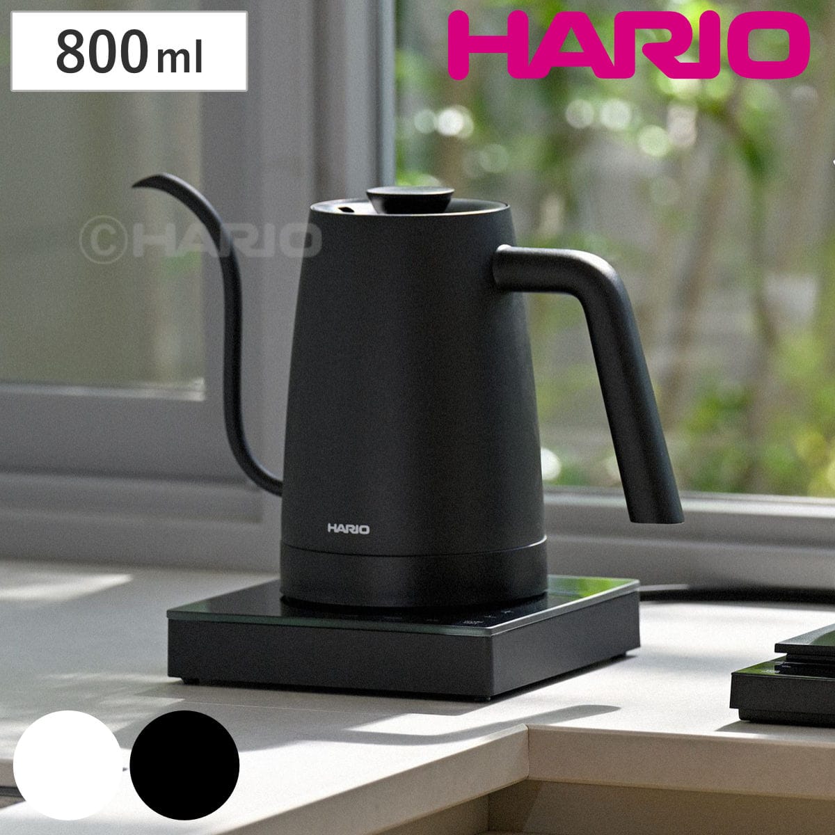 ハリオ コーヒーケトル エレクトリックケトル ライラ （ HARIO 電気ケトル コーヒー ドリップ タイマー機能付き ドリップケトル ドリップポット おしゃれ かわいい 温度調節 ストップウォッチ機能 ワンタッチ沸騰機能 軽い 細口 ） 【ブラック】