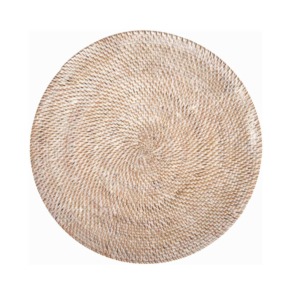 ランチョンマット 4枚セット ラタン プレイスマット ラウンド 円形 （ ティセコ おしゃれ 大きめ ランチマット プレースマット 藤 手編み 天然素材 ナチュラル インテリア 丸 36cm テーブルウェア ティーマット ） 【WHITE】