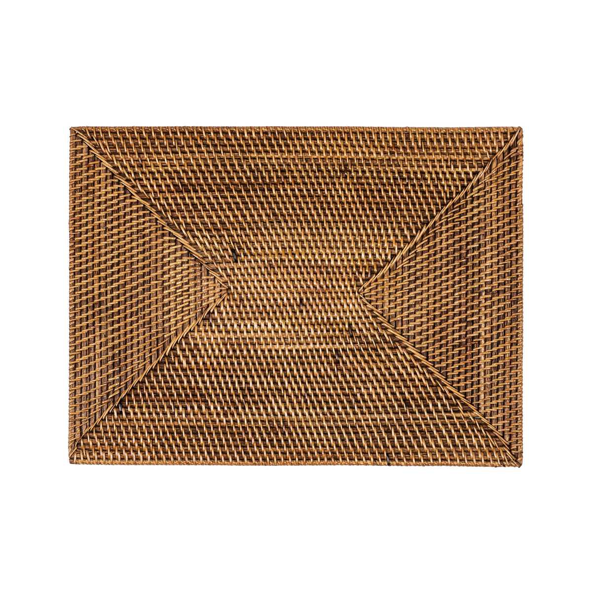 ランチョンマット 4枚セット ラタン プレイスマット レクタングル 長方形 （ ティセコ おしゃれ 大きめ ランチマット プレースマット 藤 手編み 天然素材 ナチュラル インテリア 40×30cm テーブルウェア ） 【BROWN】