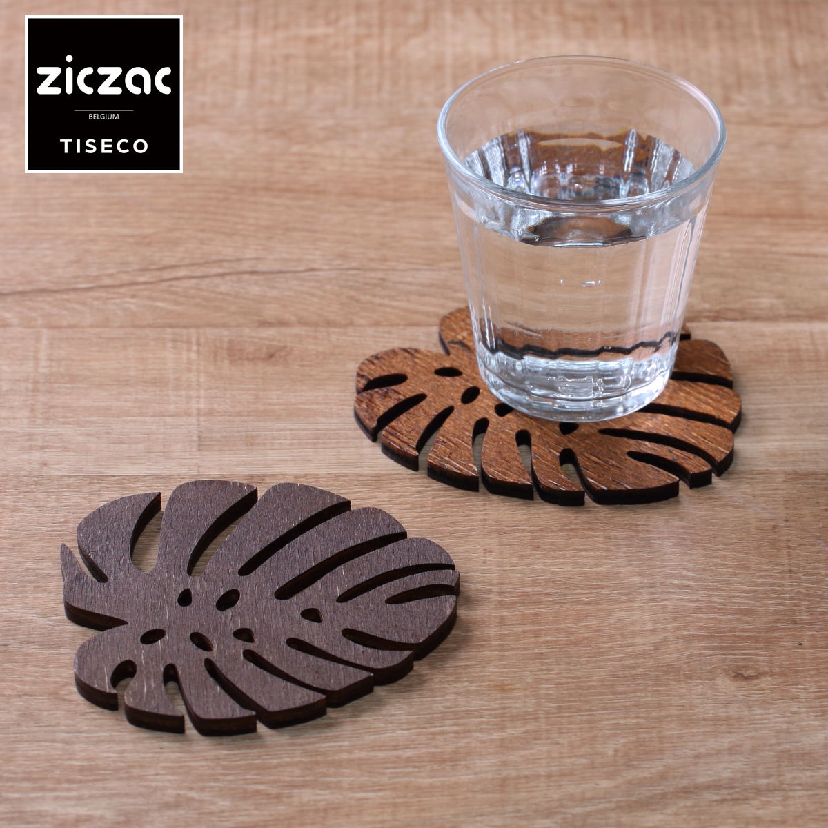 コースター 木製 ZICZAC BIRCH Coaster Monstera （ ジックザック 木製コースター ウッドコースター グラスマット コップ受け 天然木 木 バーチ材 モンステラ ナチュラル インテリア ） 【WALNUT】