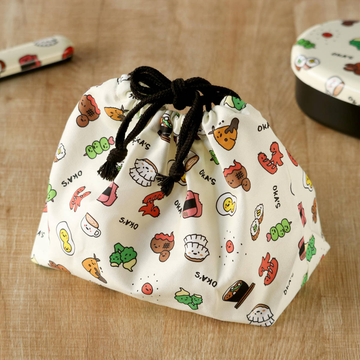弁当袋 巾着袋 OKA’S （ お弁当袋 お弁当入れ ランチバッグ おべんとう袋 マチ有り 巾着 お弁当包み ランチ巾着 弁当包み お弁当 弁当 持ち運び お弁当用 子ども 大人 かわいい ）