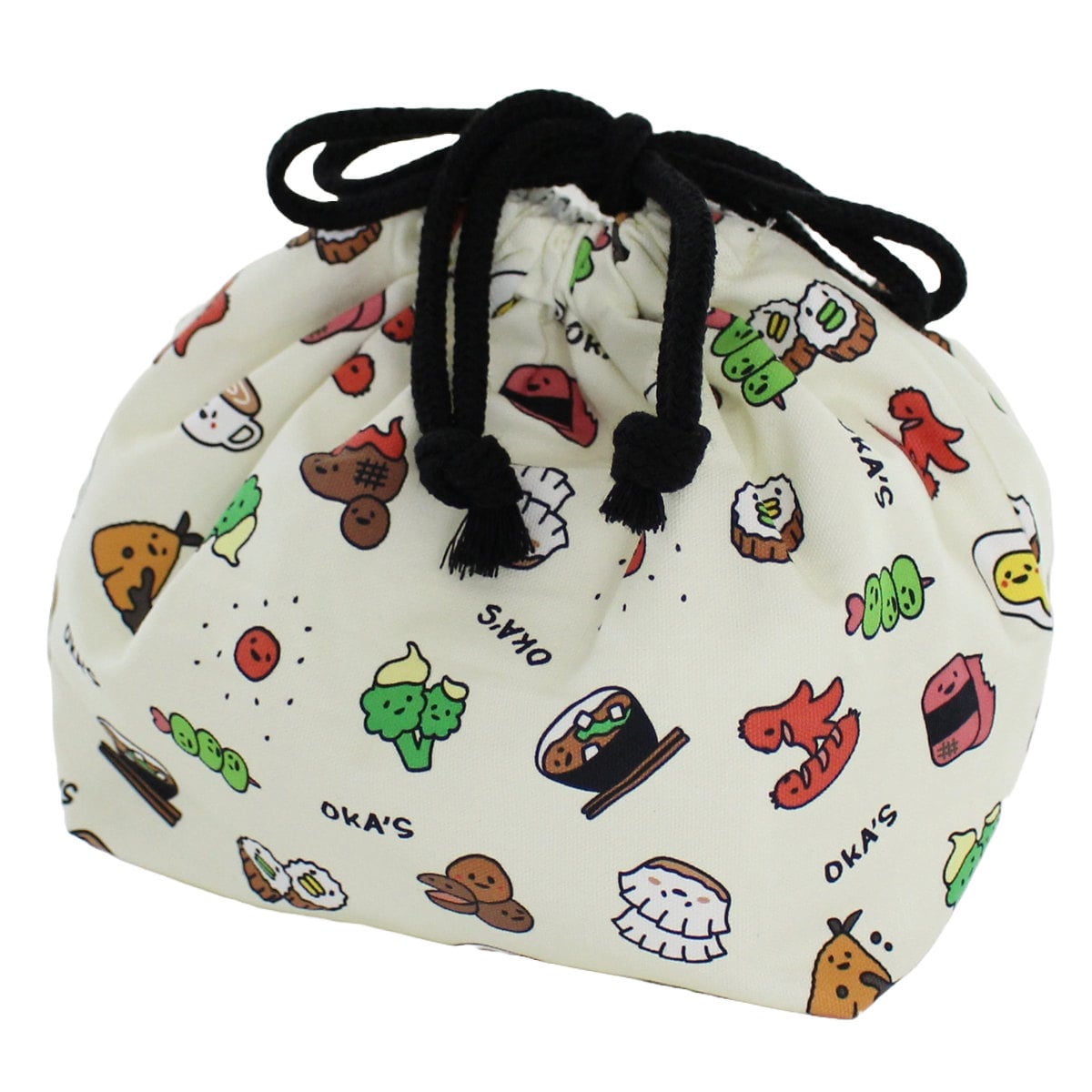 弁当袋 巾着袋 OKA’S （ お弁当袋 お弁当入れ ランチバッグ おべんとう袋 マチ有り 巾着 お弁当包み ランチ巾着 弁当包み お弁当 弁当 持ち運び お弁当用 子ども 大人 かわいい ）