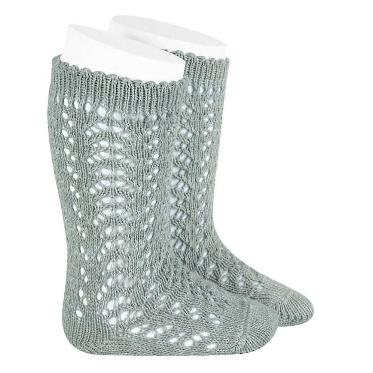 靴下 condor レディース M～L パール オープンワーク ニーソックス （ ソックス くつ下 コットン ハイソックス ニーハイソックス 大人 綿 丈夫 スペイン製 透かし編み 肌触り 手触り 滑らか 女性 24.5 25 25.5 26 26.5 cm ） 【ベルデセコ 14】