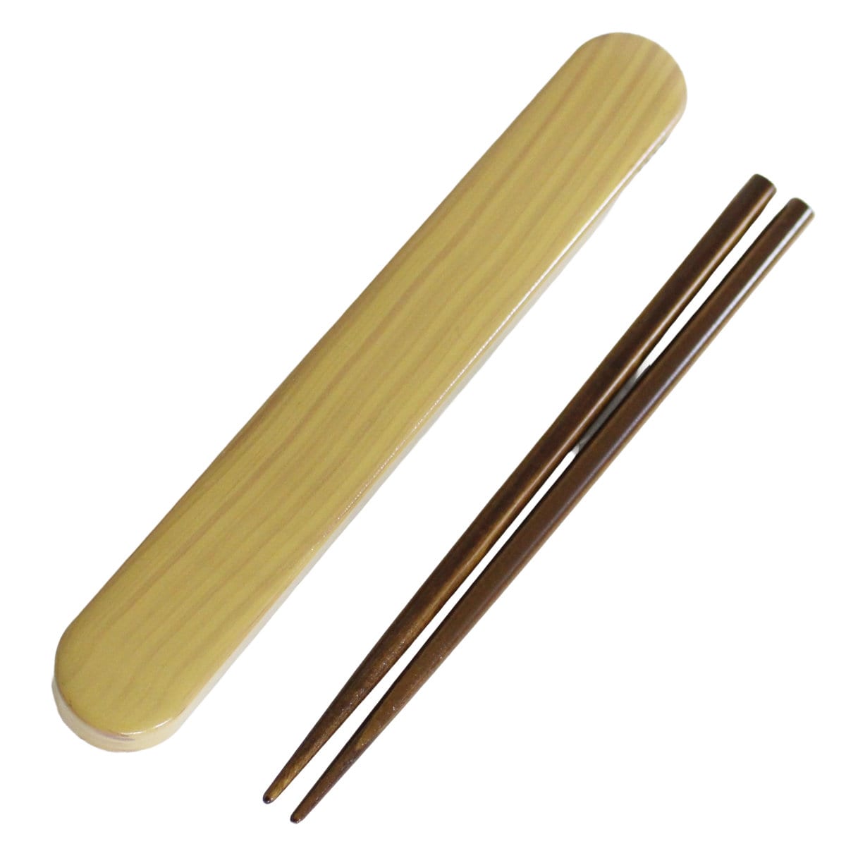 箸箱セット 食洗機対応 スライド箸箱セット 箸 18cm （ お箸 箸箱 セット 18センチ 大人 天然木 スライド式 日本製 カトラリー お弁当用 給食 携帯用 はし箱 木製 天然木製 くすみカラー 木目 ） 【ひのき】