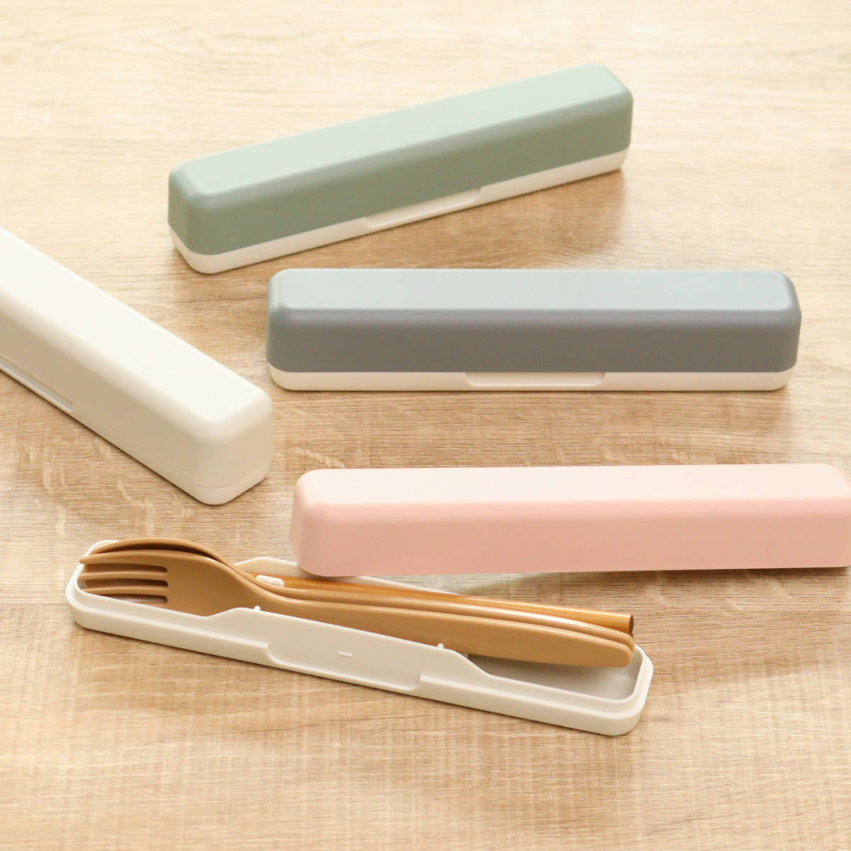 スリムトリオセット 箸 スプーン フォーク （ カトラリーセット お箸 18cm 大人 日本製 18センチ カトラリー セット お弁当用 給食 携帯用 箸箱 はし箱 ） 【アッシュグレー】