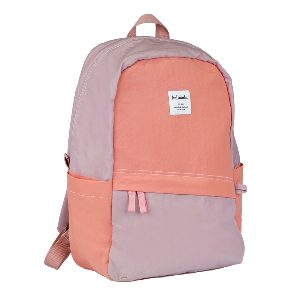 リュック Hellolulu TULLY 11L （ ハロルル リュックサック バックパック デイパック レディース メンズ かばん 鞄 ナイロン 軽い 撥水 通学 通勤 アウトドア ファスナー サイドポケット PC収納 おしゃれ ） 【LivingCoral×HeatherPurple】