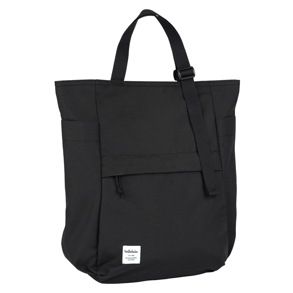 トートバッグ Hellolulu BETH 7L （ ハロルル バッグ ハンドバッグ レディース メンズ 肩掛け 手提げ 鞄 かばん 縦型 軽い 撥水 通学 通勤 サイドポケット PC収納 A4 おしゃれ ） 【FlatBlack】