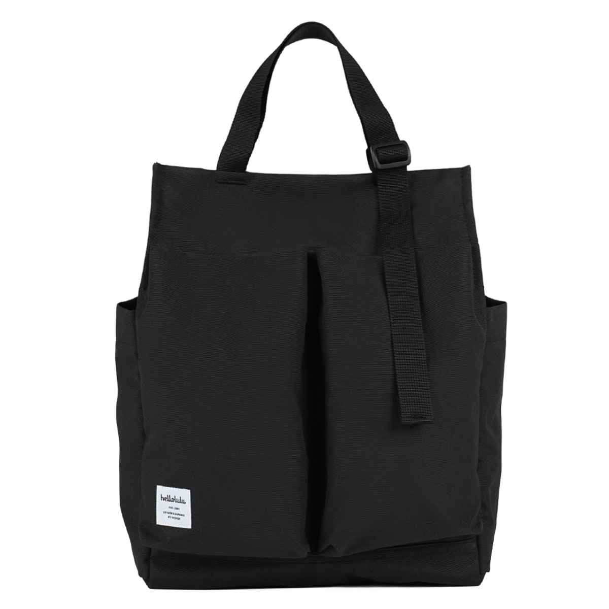 トートバッグ Hellolulu Luke 3WAY バーティカルトート 10L （ ハロルル バッグ ハンドバッグ ショルダーバッグ レディース メンズ 3way 軽い 撥水 通学 通勤 肩掛け 手提げ サイドポケット PC収納 自立 おしゃれ ） 【FlatBlack】