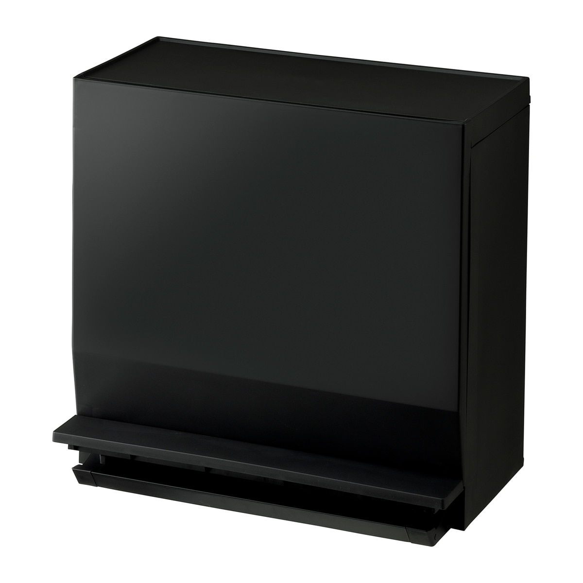 ゴミ箱 SOLOW 通路で使えるペダル分別ストッカー 22.5L 1段 （ ごみ箱 22.5リットル ソロウ ペダル式 フラップ式 ふた付き 分別 キャスター付き スリム 幅45 キッチン 角型 ホワイト ブラック シンプル 抗菌 ） 【ブラック】