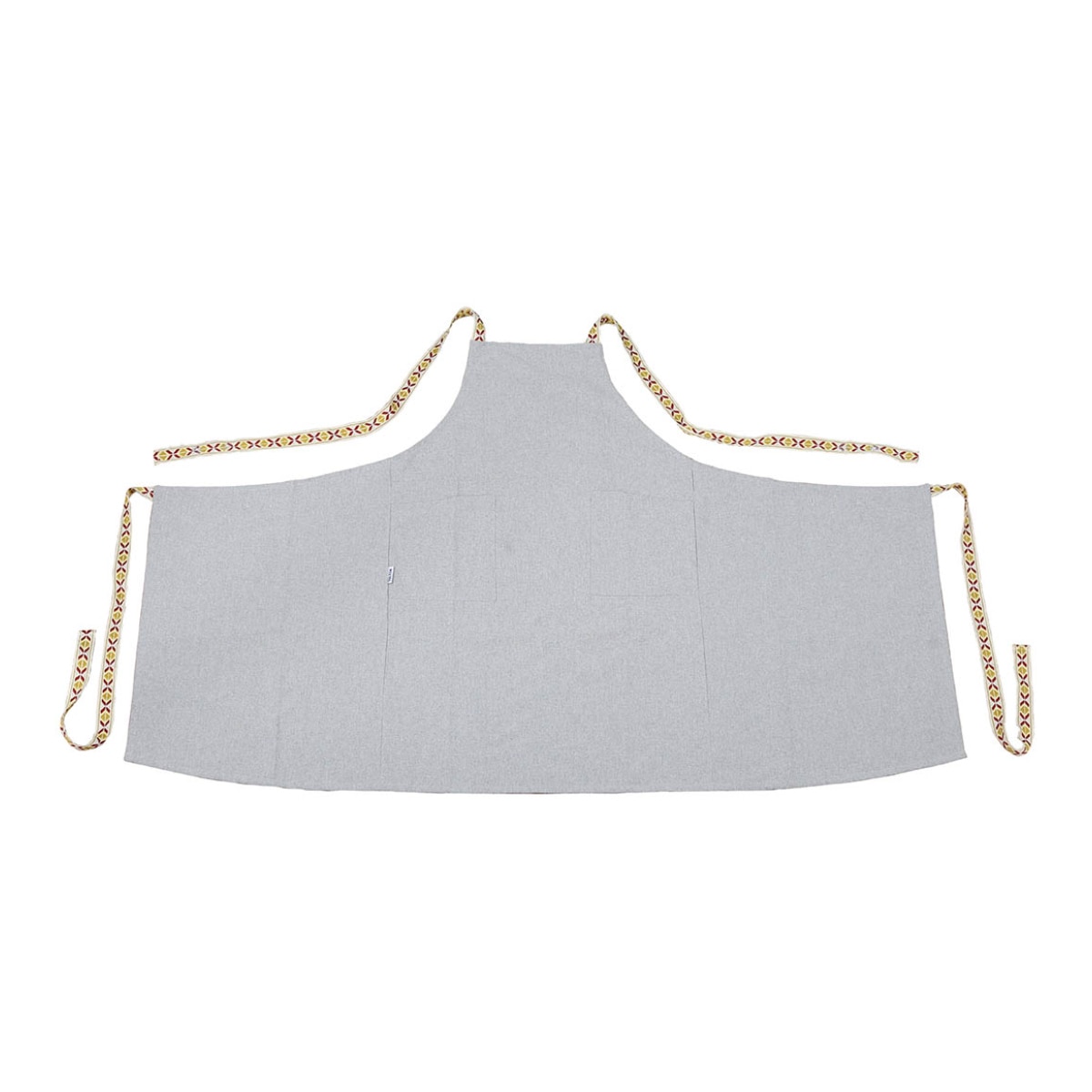 エプロン ダルトン APRON WITH RIBBON リボン チロリアン柄 （ DULTON キッチンエプロン 台所エプロン 胸当てエプロン ポケット付き 無地 おしゃれ 大人用 チロルリボン キッチン 調理 アウトドア カフェ ） 【ライトグレー】