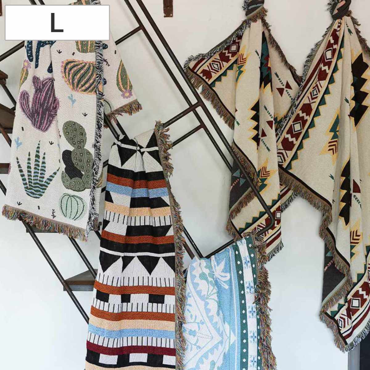 マルチクロス ダルトン JACQUARD MULTI CLOTH Lサイズ リバーシブル （ DULTON 155×135cm マルチカバー テーブルクロス フリーカバー ソファーカバー 大判 長方形 多目的 マルチ クロス キャンプ ピクニック 布 ） 【カクタス】