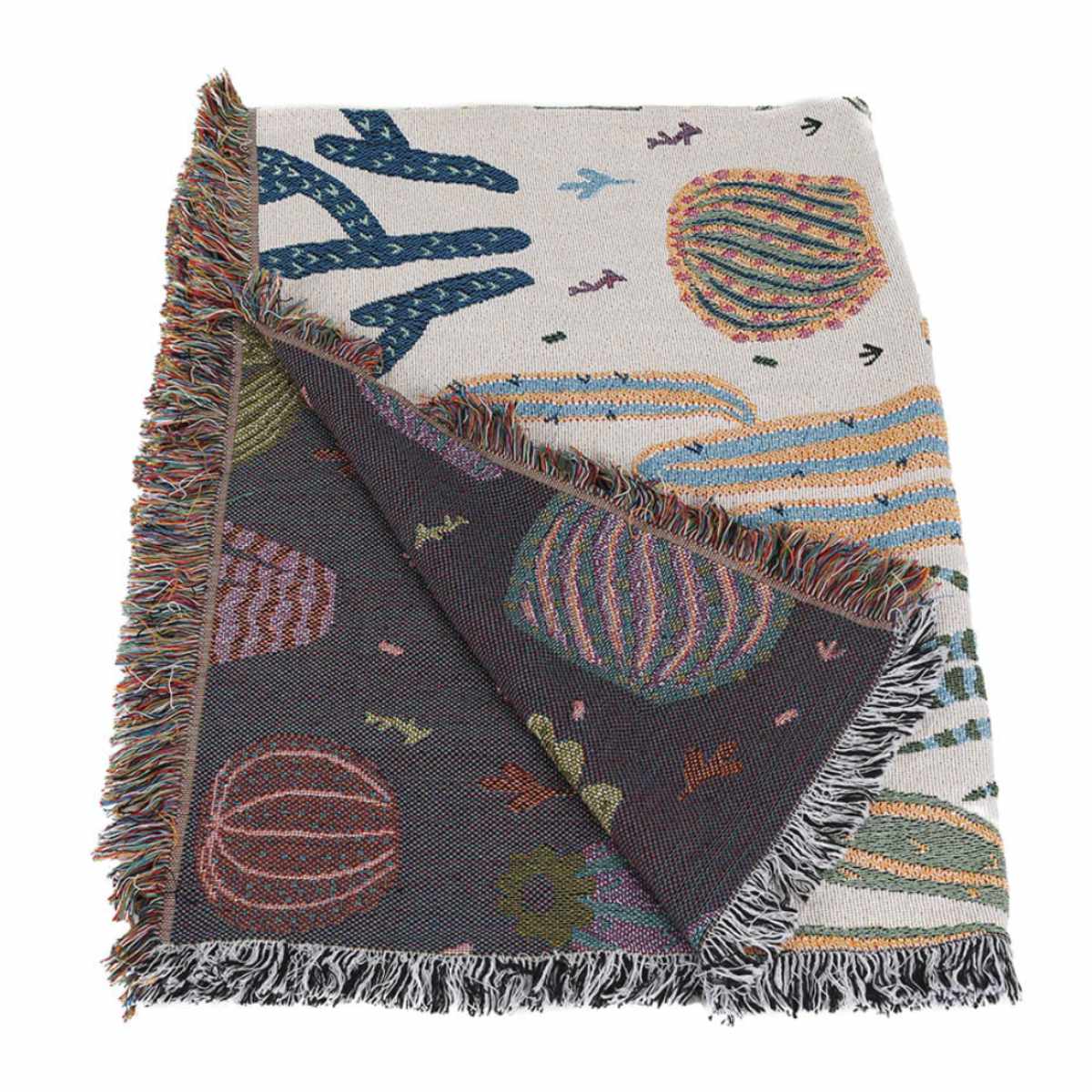 マルチクロス ダルトン JACQUARD MULTI CLOTH Sサイズ リバーシブル （ DULTON 143×95cm マルチカバー テーブルクロス フリーカバー ソファーカバー 長方形 多目的 マルチ クロス キャンプ ピクニック 布 ） 【カクタス】