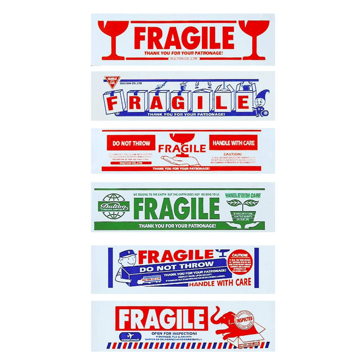 梱包テープ PRINT PACKING TAPE 6種 壊れもの （ DULTON ダルトン 50m 50メートル テープ シール ステッカー 梱包 ラッピング 包装 おしゃれ 注意 マーク 注意マーク 粘着テープ ガムテープ フィルムテープ 梱包用品 荷物 フリマ ） 【B】