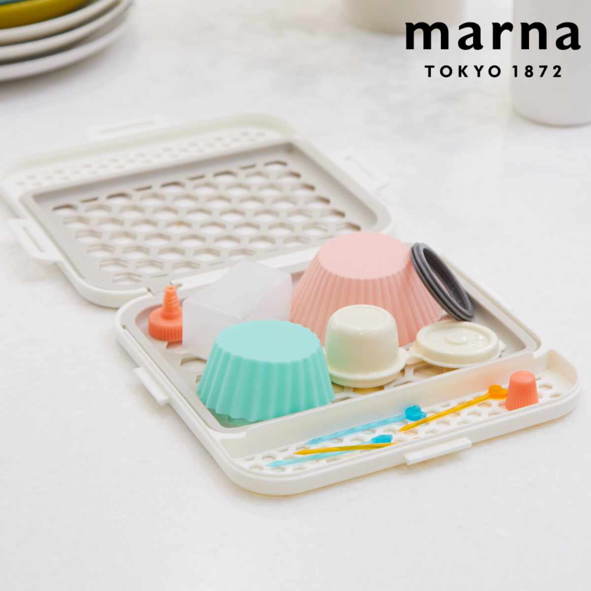 marna マーナ 食洗機用小物ネット K823W （ 食洗機 小物 カゴ ケース ネット お弁当用品 おかずカップ シリコン シリコーン パッキン ピック 仕切り付き キッチン 小物入れ 小物かご 小物ネット バスケット ）
