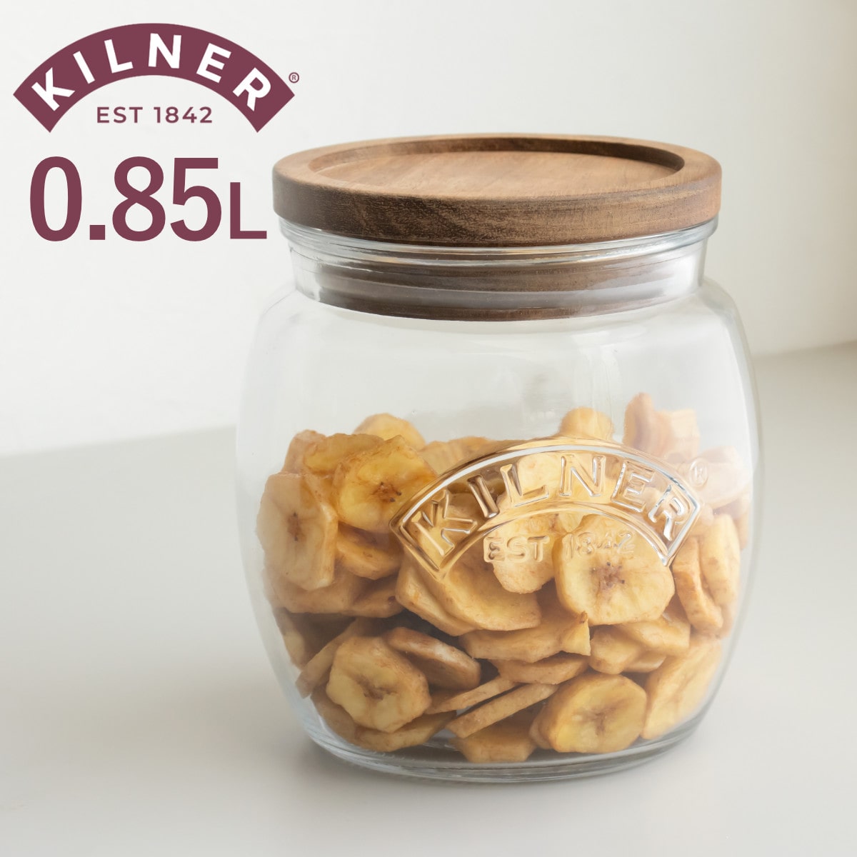 保存瓶 KILNER 木蓋 850ml Universal Jar Acacia Wooden Lid （ キルナー ガラス 木製フタ 食洗機対応 ガラスジャー キャニスター ガラス保存瓶 ガラス瓶 お菓子 グラノーラ ピクルス 調味料 小物入れ おしゃれ ）