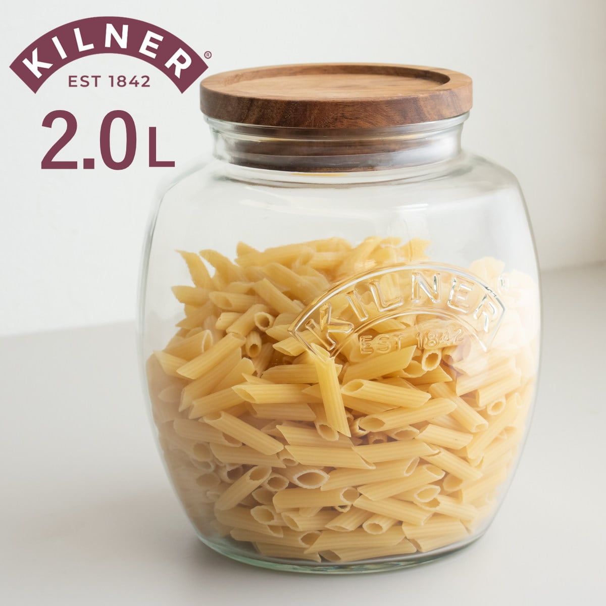 保存瓶 KILNER 木蓋 2L Universal Jar Acacia Wooden Lid （ キルナー ガラス 木製フタ 食洗機対応 ガラスジャー キャニスター ガラス保存瓶 ガラス瓶 お菓子 グラノーラ お米 小物入れ おしゃれ ）